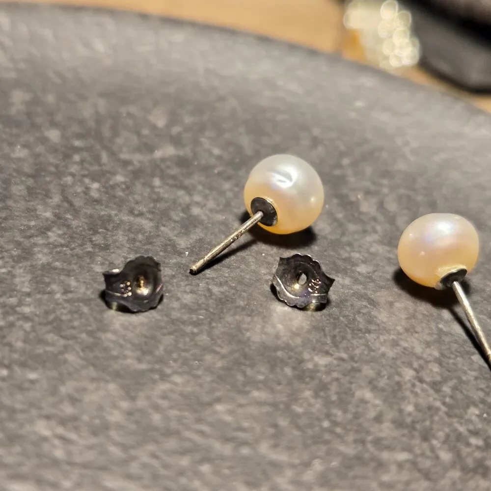 Pearl Style Sterling Silver Earrings